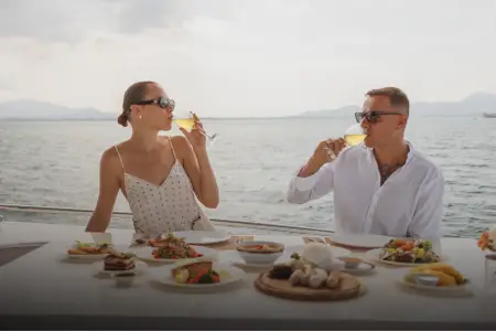 Gourmet onboard dining and tropical picnic experience on a private yacht in Phuket