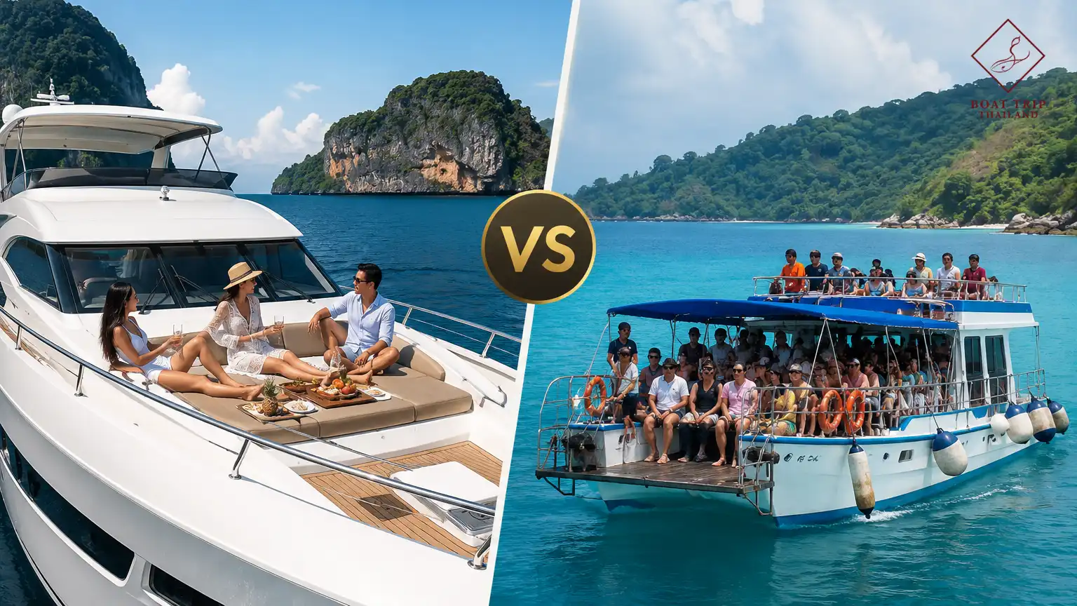 เช่าเรือยอร์ชภูเก็ตส่วนตัว vs ทัวร์กรุ๊ป